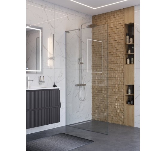 Душевая перегородка BelBagno Uno L-1-TB 900x2000 хром, прозр.стекло