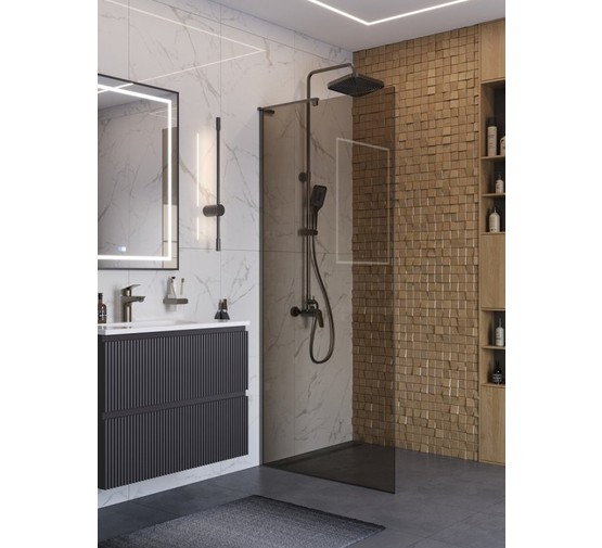 Душевая перегородка BelBagno Uno L-1-TB 900x2000 оружейная сталь, бронз.стекло