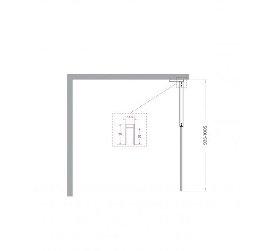 Душевая перегородка BelBagno Uno L-1-TB 1000x2000 оружейная сталь, рифлен.стекло