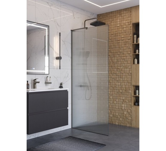 Душевая перегородка BelBagno Uno L-1-TB 1000x2000 оружейная сталь, рифлен.стекло