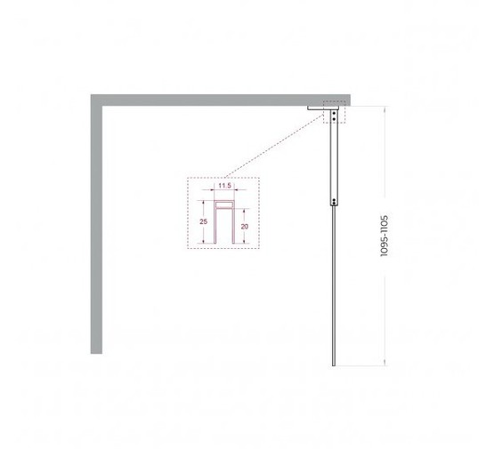 Душевая перегородка BelBagno Uno L-1-TB 1100x2000 хром, прозр.стекло