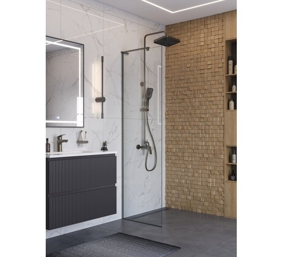 Душевая перегородка BelBagno Uno L-1-TB 1100x2000 оружейная сталь, прозр.стекло