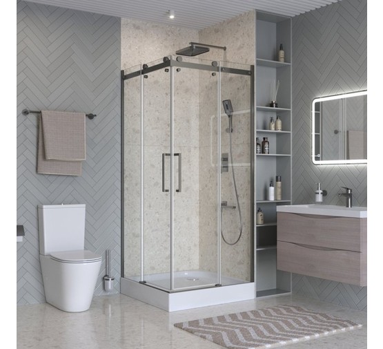Душевой угол BelBagno MARINO-2 A 2 900x900 оружейная сталь, прозр.стекло 