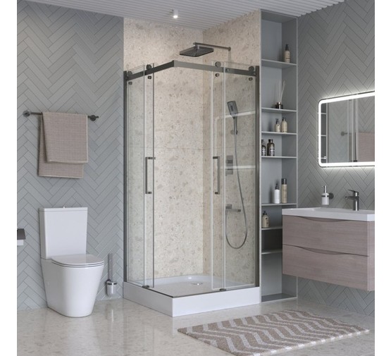 Душевой угол BelBagno MARINO-2 A 2 900x900 оружейная сталь, прозр.стекло 