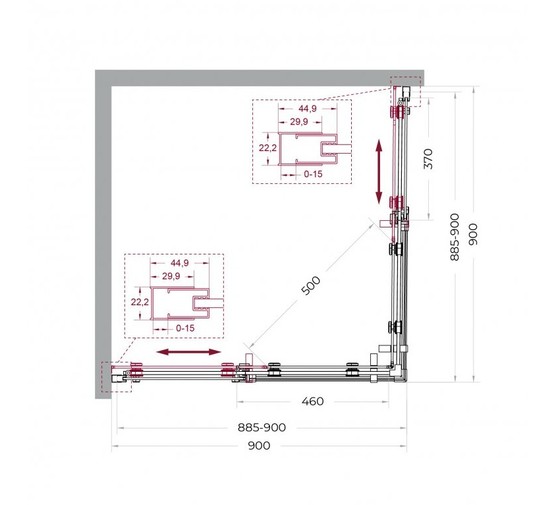 Душевой угол BelBagno MARINO-2 A 2 900x900 оружейная сталь, прозр.стекло 