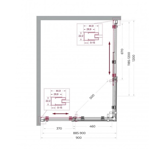 Душевой угол BelBagno MARINO-2 AH 2 1200x900 хром, прозр.стекло 