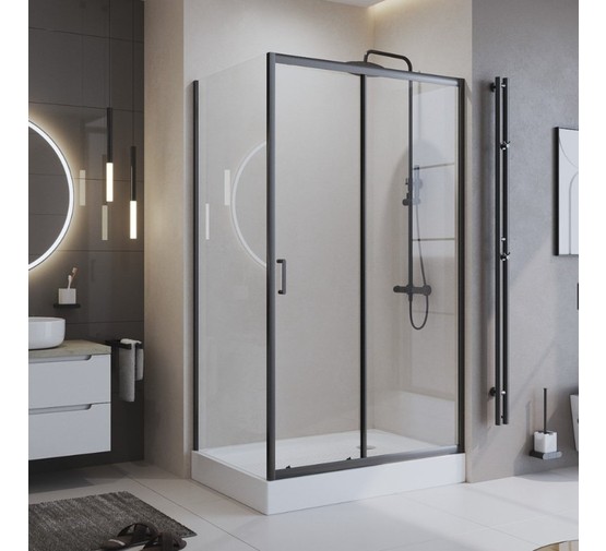 Душевой угол BelBagno UNO-195 AH 1 1200x800 черный матовый, прозр.стекло 