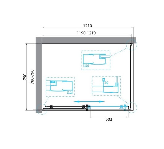 Душевой угол BelBagno UNO-195 AH 1 1200x800 черный матовый, прозр.стекло 