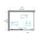 Душевой угол BelBagno UNO-195 AH 1 1200x800 черный матовый, прозр.стекло 
