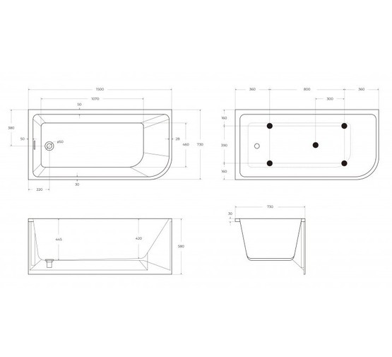 Акриловая ванна BelBagno BB712 150x73 см левая 