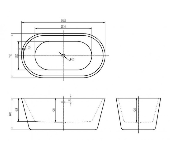 Акриловая ванна BelBagno BB306 149x78 см 