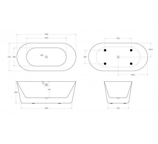 Акриловая ванна BelBagno BB306 159x75 см 