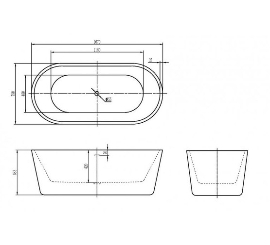 Акриловая ванна BelBagno BB306 168x75 см 