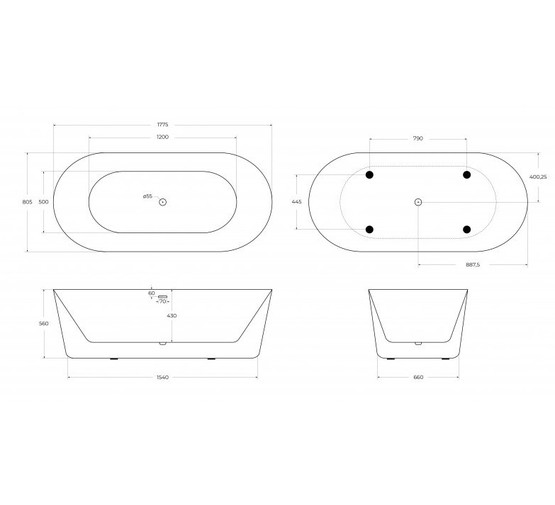 Акриловая ванна BelBagno BB306 178x81 см 