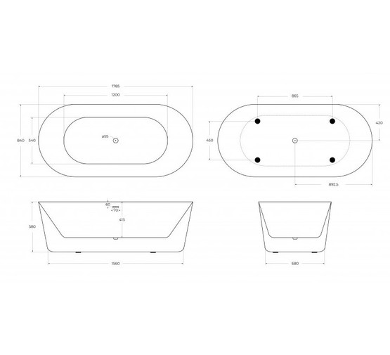 Акриловая ванна BelBagno BB306 179x85 см 