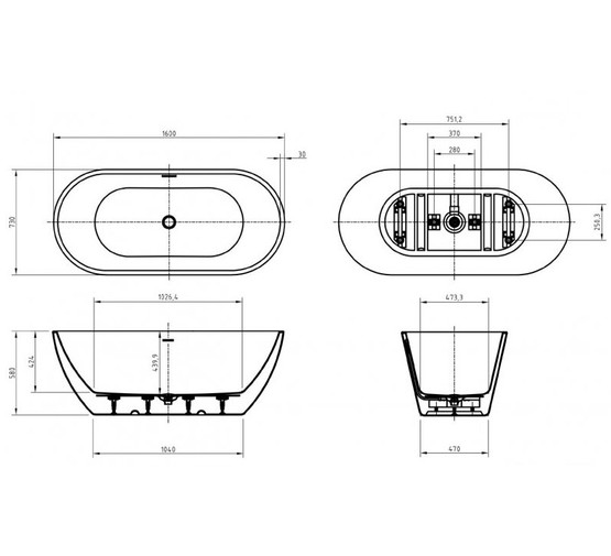 Акриловая ванна BelBagno Uno BB701 160x73 см белый