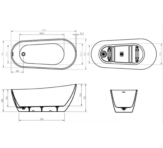 Акриловая ванна BelBagno BB704 170x80 см белый