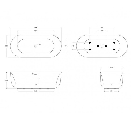 Акриловая ванна BelBagno BB706 180x80 см белый
