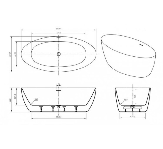 Акриловая ванна BelBagno BB707 186x88 см белый