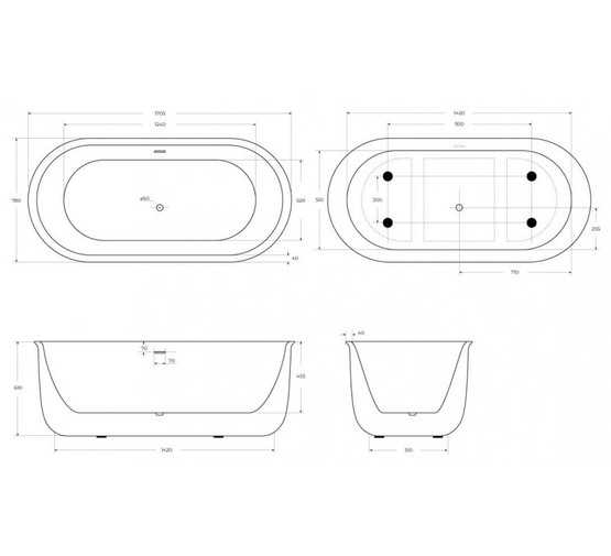 Акриловая ванна BelBagno BB709 170x78 см белый