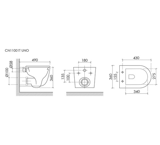 Унитаз подвесной Ceramicanova Uno торнадо микролифт черный матовый