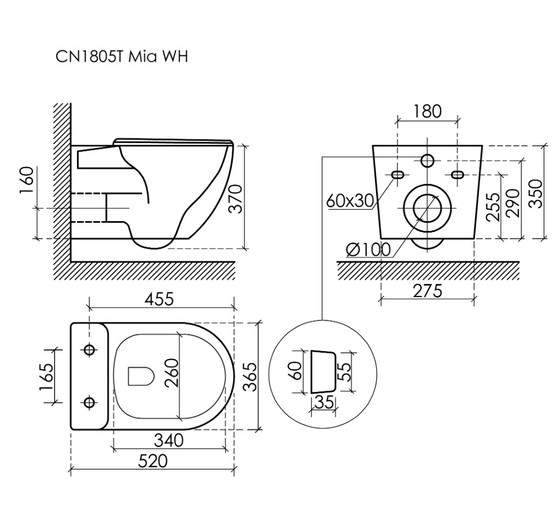 Унитаз подвесной Ceramicanova Mia торнадо 3.0 микролифт белый