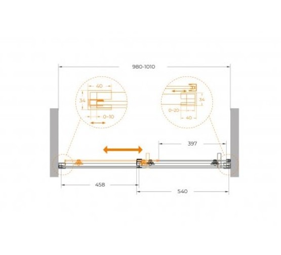 Душевая дверь Cezares Plane BF 1 100 см сатин прозрачное стекло 