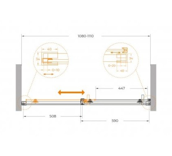 Душевая дверь Cezares Plane BF 1 110 см сатин прозрачное стекло 