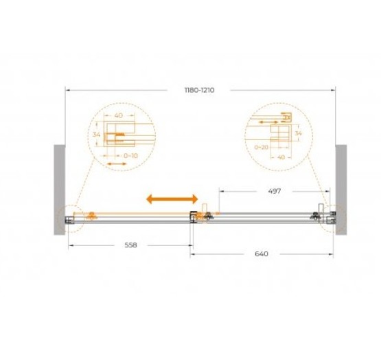 Душевая дверь Cezares Plane BF 1 120 см хром прозрачное стекло 