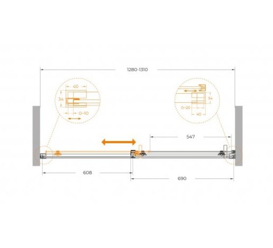 Душевая дверь Cezares Plane BF 1 130 см оружейная сталь прозрачное стекло 