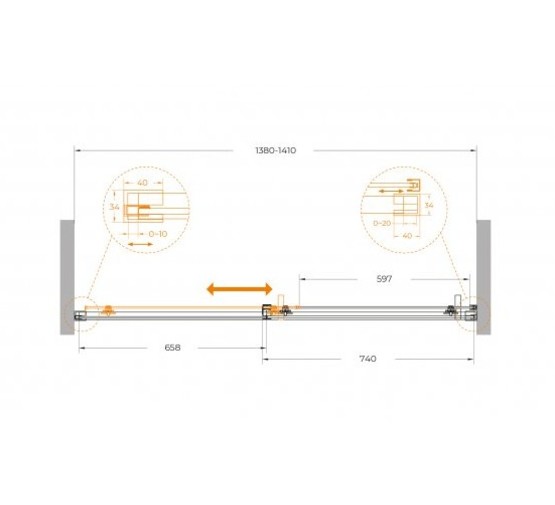 Душевая дверь Cezares Plane BF 1 140 см оружейная сталь прозрачное стекло 