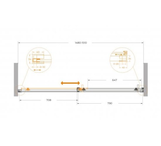 Душевая дверь Cezares Plane BF 1 150 см сатин прозрачное стекло 