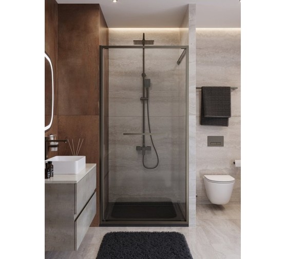 Душевая дверь Cezares Lux FS 1 70 см оружейная сталь прозрачное стекло 