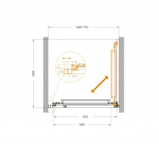 Душевая дверь Cezares Lux FS 1 70 см оружейная сталь прозрачное стекло 