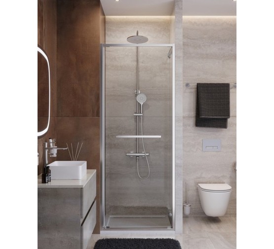 Душевая дверь Cezares Lux FS 1 80 см хром прозрачное стекло 