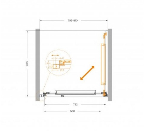 Душевая дверь Cezares Lux FS 1 80 см хром прозрачное стекло 