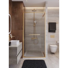 Душевая дверь Cezares Lux FS 1 90 см золото брашированное прозрачное стекло 