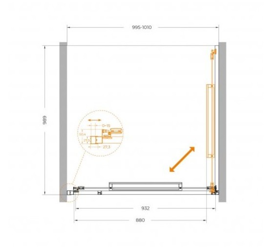 Душевая дверь Cezares Lux FS 1 100 см хром прозрачное стекло 