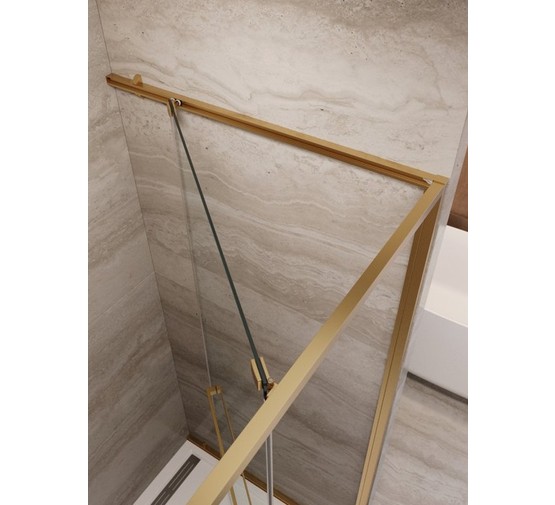 Душевая дверь Cezares Lux FS 1 100 см золото брашированное прозрачное стекло 