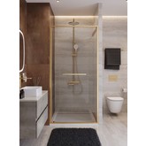 Душевая дверь Cezares Lux FS 1 100 см золото брашированное прозрачное стекло 