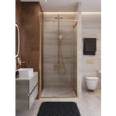 Душевая дверь Cezares Lux FS 1 100 см золото брашированное прозрачное стекло 