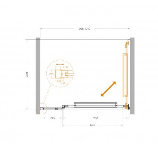 Душевая дверь Cezares Lux FS 11 100 см оружейная сталь прозрачное стекло 