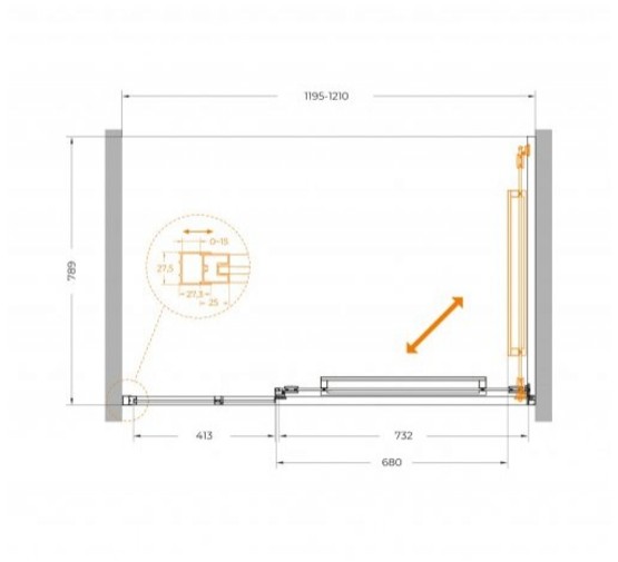 Душевая дверь Cezares Lux FS 11 120 см оружейная сталь прозрачное стекло 