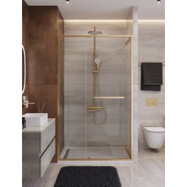 Душевая дверь Cezares Lux FS 11 120 см золото брашированное прозрачное стекло 