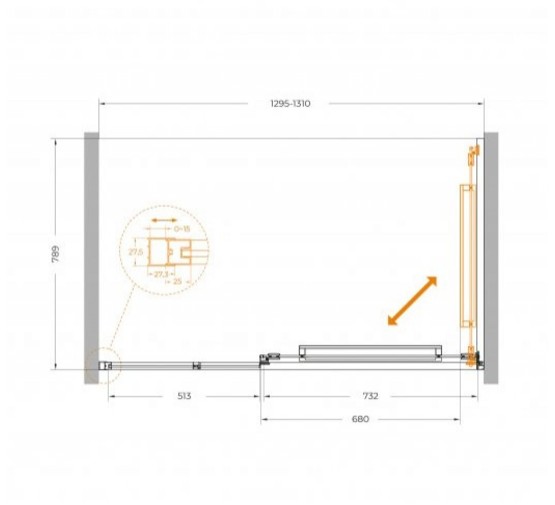 Душевая дверь Cezares Lux FS 11 130 см оружейная сталь прозрачное стекло 