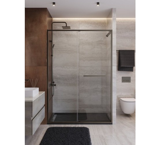 Душевая дверь Cezares Lux FS 11 140 см оружейная сталь прозрачное стекло 