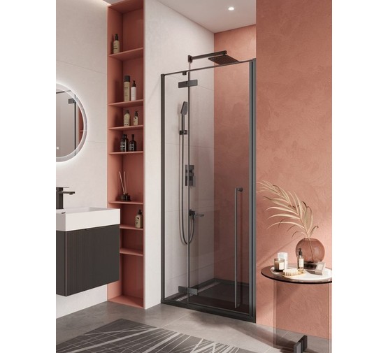 Душевая дверь Cezares Liner B 12 L 90 см левая черный матовый прозрачное стекло 