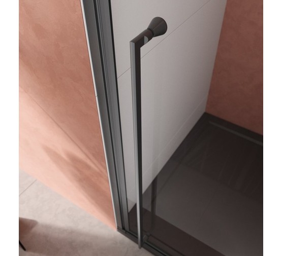 Душевая дверь Cezares Liner B 12 L 90 см левая черный матовый прозрачное стекло 