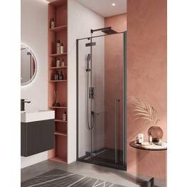 Душевая дверь Cezares Liner B 12 L 90 см левая черный матовый прозрачное стекло 