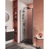 Душевая дверь Cezares Liner B 12 L 90 см левая черный матовый прозрачное стекло 